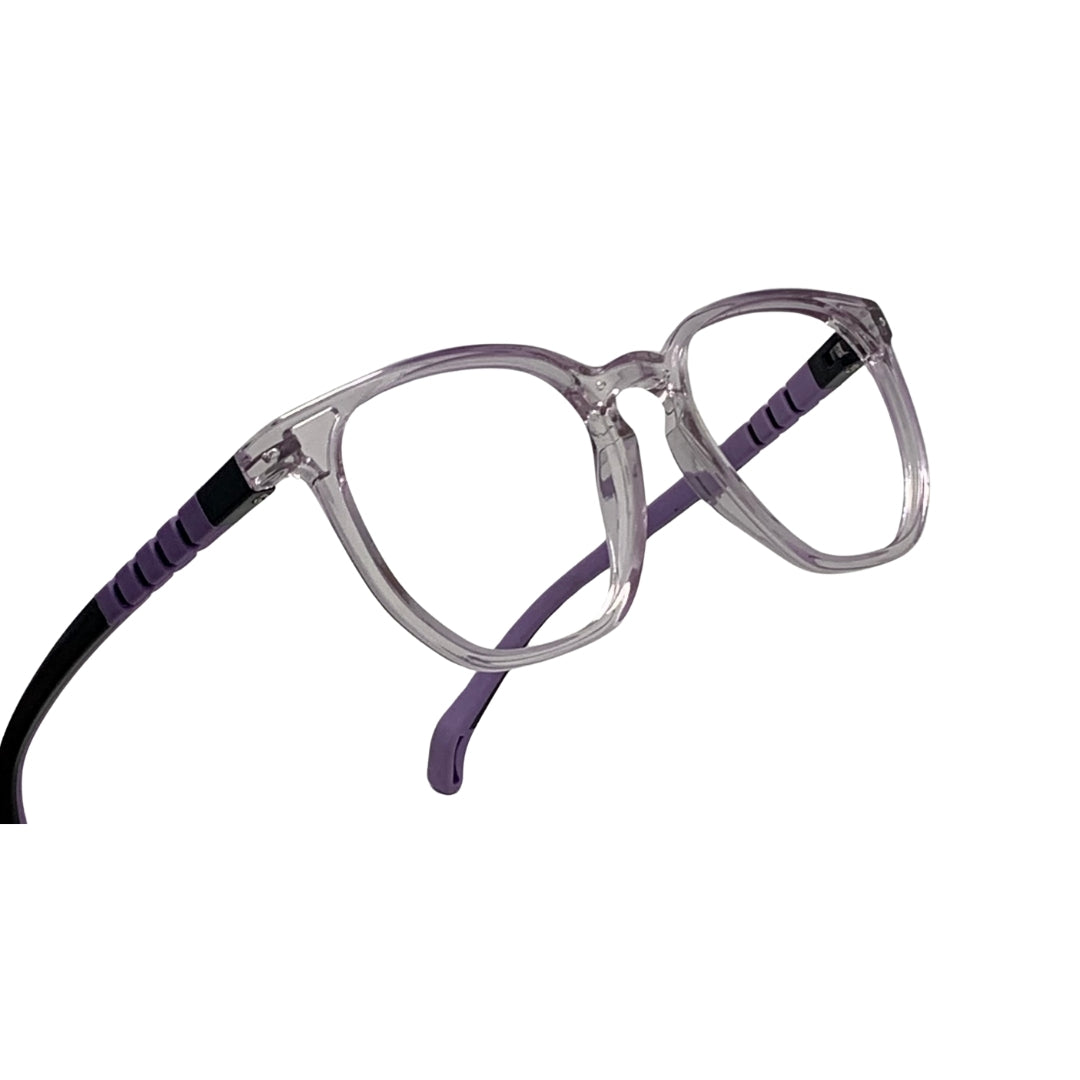 Essentials "Owl" Round Transparent Purple Kids Flexible Eyeglasses TR 15