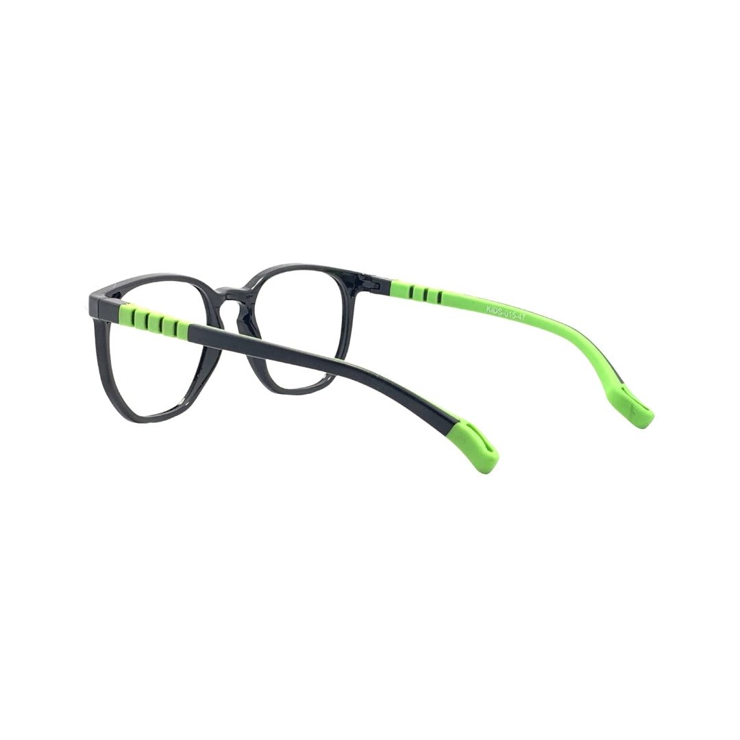 Essentials "Owl" Round Black & Green Kids Flexible Eyeglasses TR 15