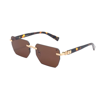 Hip Hop Brown Rectangle Unisex Sunglasses