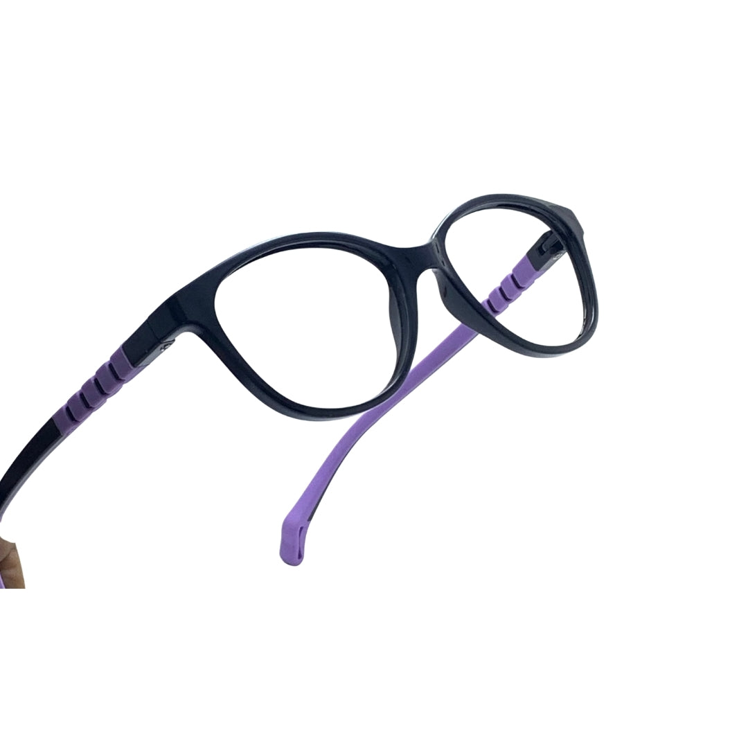 Essentials "Orbit" Oval Black & Purple Kids Flexible Eyeglasses TR 11