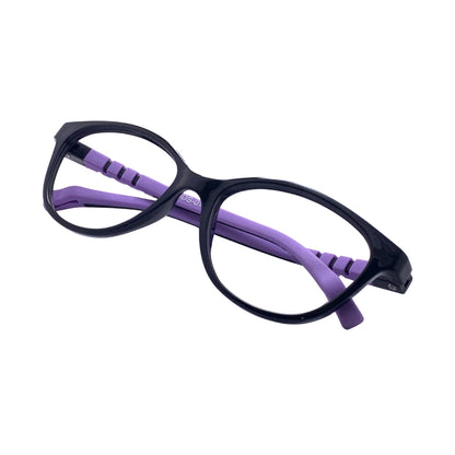 Essentials "Orbit" Oval Black & Purple Kids Flexible Eyeglasses TR 11