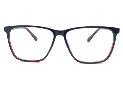 Lensnut Black Red Rectangle Full Rim Eyeglasses LN8038C1R