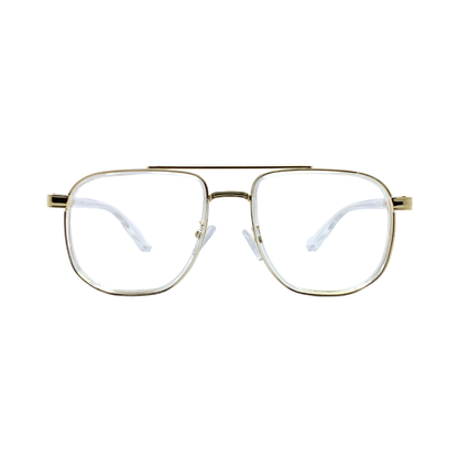 ALFA "Volga" White Gold Aviator Unisex Eyeglasses 22038 C5T/52