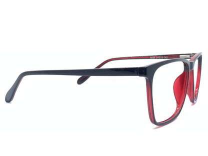 Lensnut Black Red Rectangle Full Rim Eyeglasses LN8038C1R