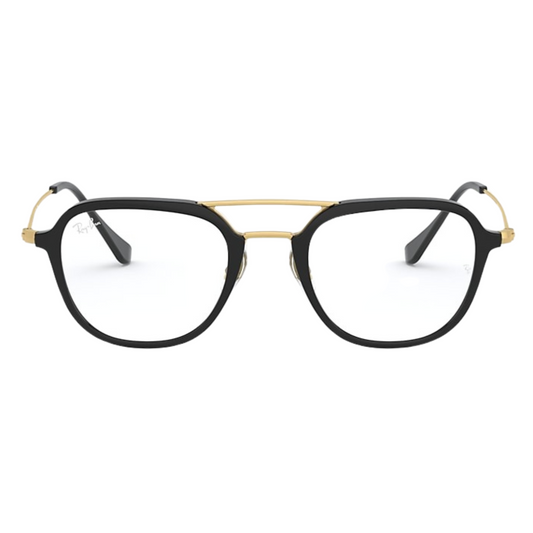 Rayban Square Aviator Black on Gold Eyeglasses for Men RB7098 2000