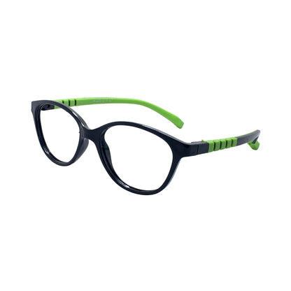 Essentials "Orbit" Oval Black & Green Kids Flexible Eyeglasses TR 11