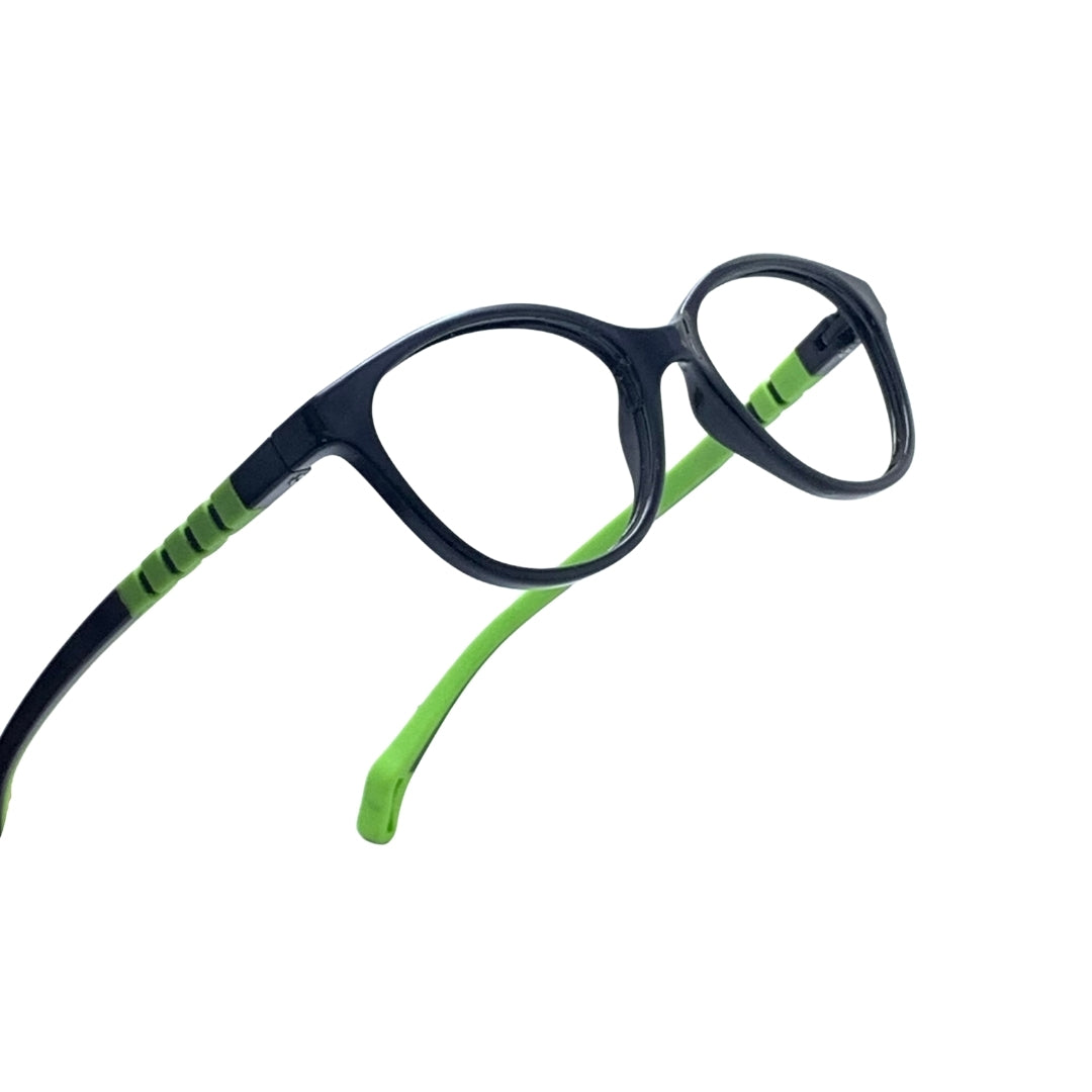 Essentials "Orbit" Oval Black & Green Kids Flexible Eyeglasses TR 11