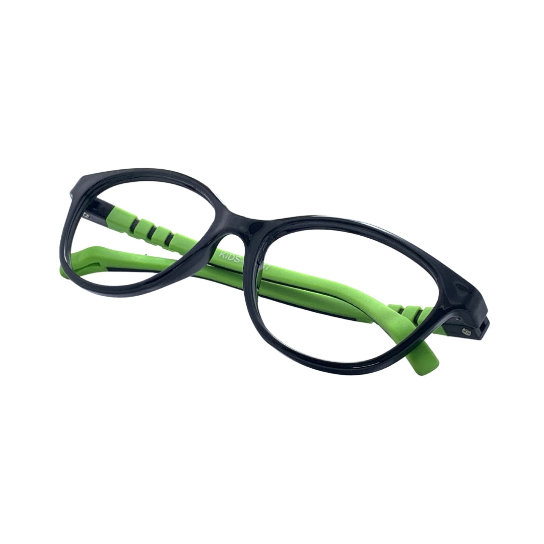 Essentials "Orbit" Oval Black & Green Kids Flexible Eyeglasses TR 11