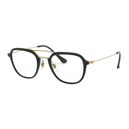 Rayban Square Aviator Black on Gold Eyeglasses for Men RB7098 2000