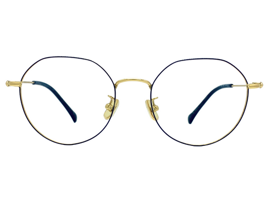 Lensnut Latemon Black Gold Round Full Rim Eyeglasses LNL9034COL1