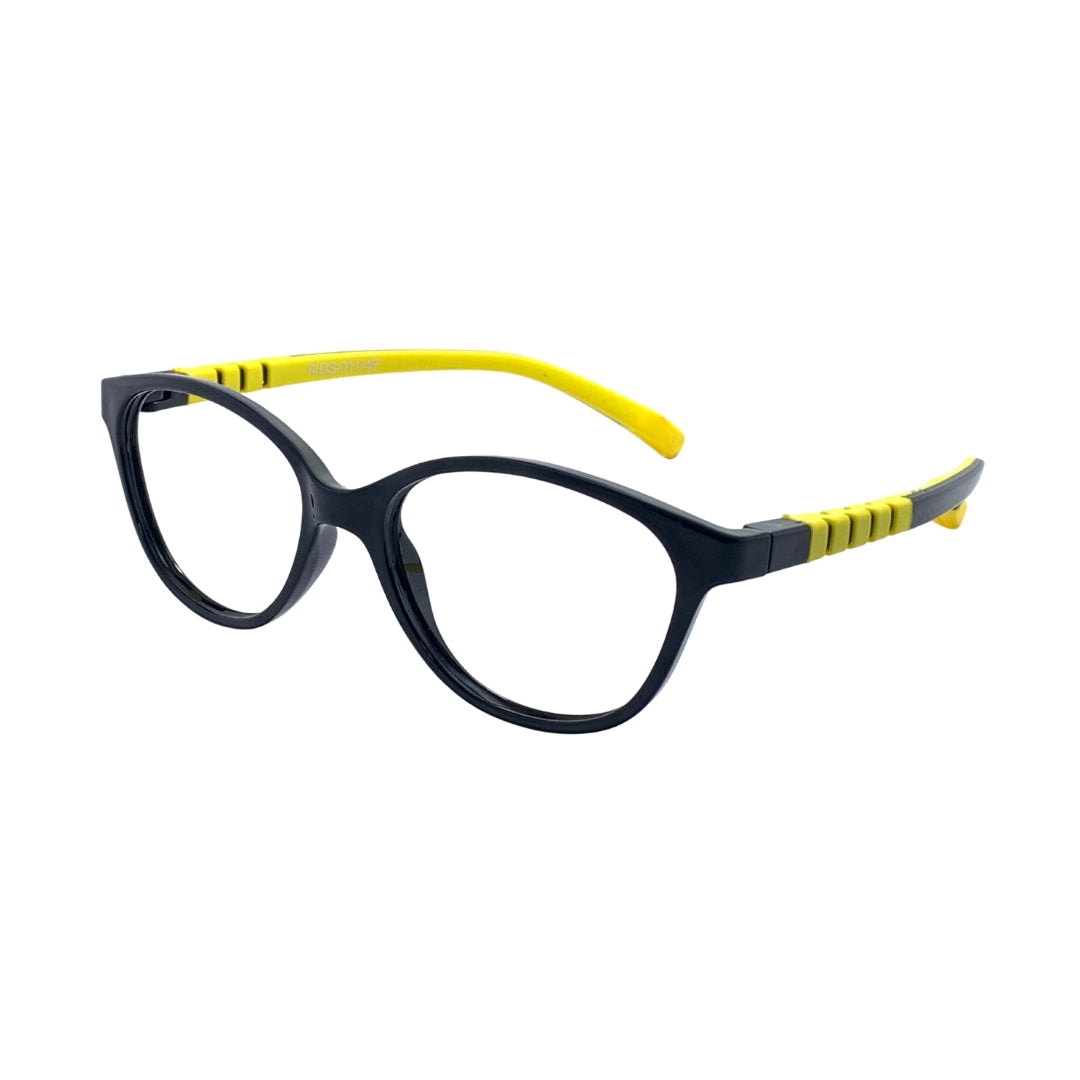 Essentials "Orbit" Oval Black & Yellow Kids Flexible Eyeglasses TR 11