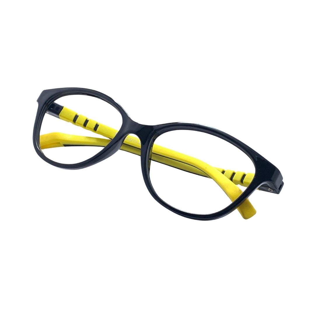 Essentials "Orbit" Oval Black & Yellow Kids Flexible Eyeglasses TR 11