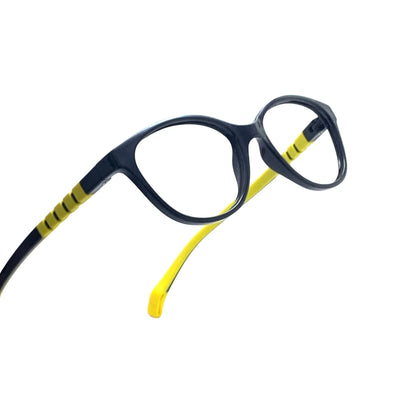 Essentials "Orbit" Oval Black & Yellow Kids Flexible Eyeglasses TR 11