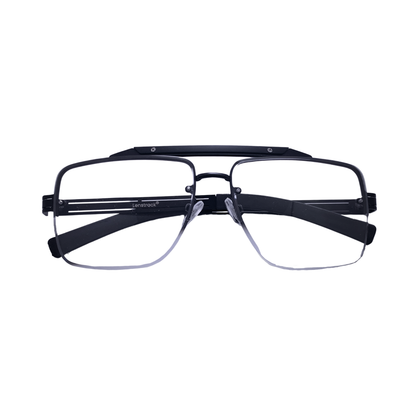 Essentials "Jeeva" Black Aviator Half Rimmed Eyeglasses for Men