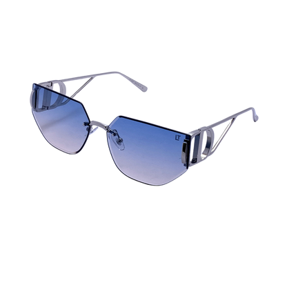 Hip Hop Aqua Blue Hexagon Rimless UnisexGeometric RIMLESS - Sunglasses