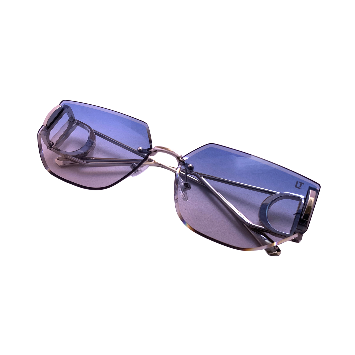 Hip Hop Aqua Blue Hexagon Rimless UnisexGeometric RIMLESS - Sunglasses