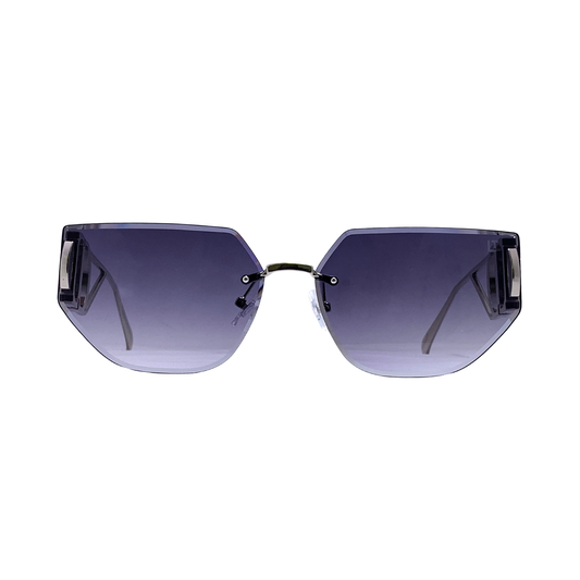 Hip Hop Blue Geometric Rimless Unisex Sunglasses