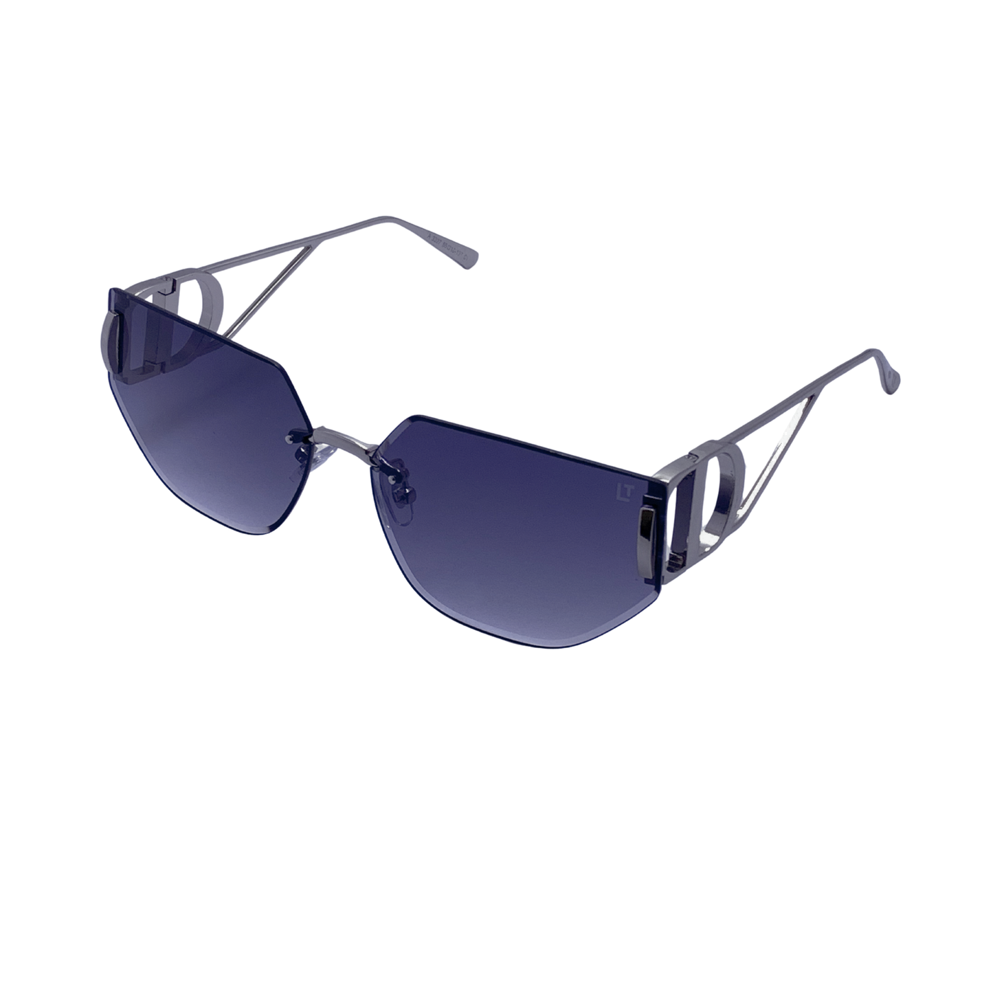 Hip Hop Blue Hexagon Rimless Unisex Sunglasses A3327
