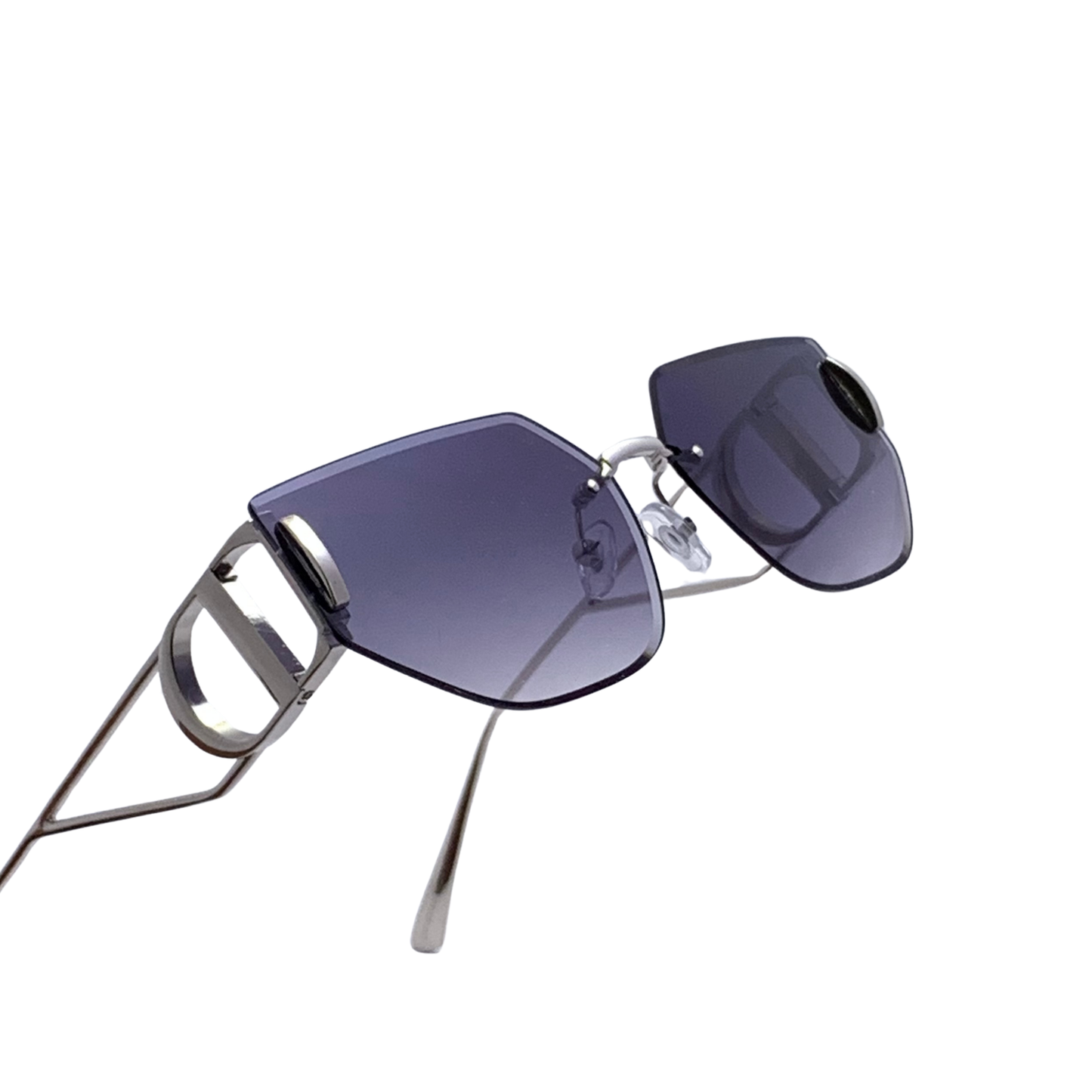 Hip Hop Blue Hexagon Rimless Unisex Sunglasses A3327