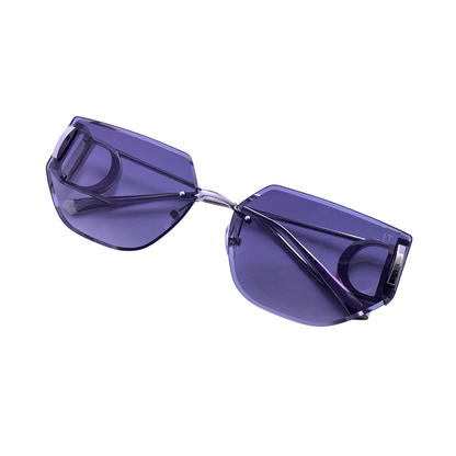 Hip Hop Blue Hexagon Rimless Unisex Sunglasses A3327
