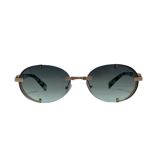 Hip Hop Green Oval Unisex Sunglasses