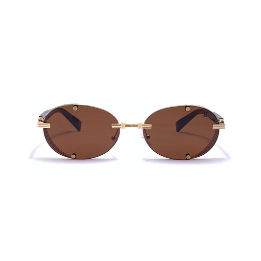 Hip Hop Brown Oval Unisex Sunglasses