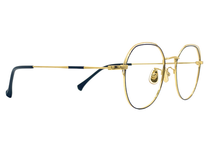 Lensnut Latemon Black Gold RoundFull Rim Eyeglasses LNL9013COL1