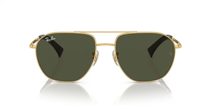 RAY-BAN Metal Aviator Gold and Green Unisex Sunglasses RB3723I 001/3158