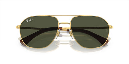 RAY-BAN Metal Aviator Gold and Green Unisex Sunglasses RB3723I 001/3158