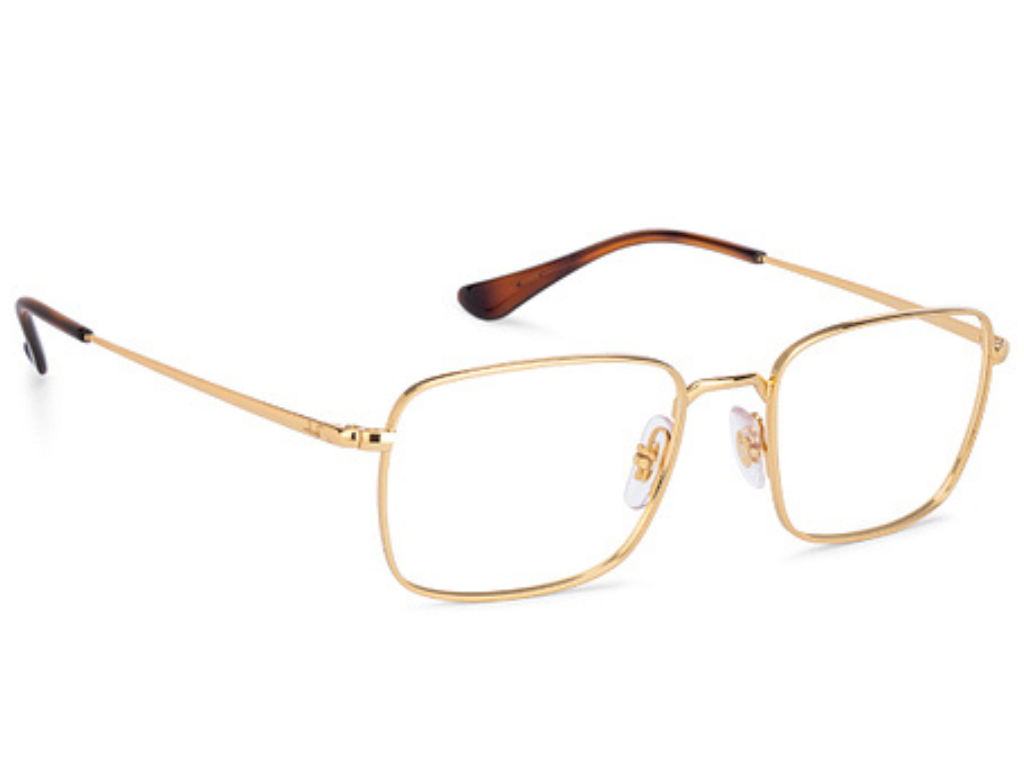 Rayban Gold Rectangle Full Rim Eyeglasses RX6437303651