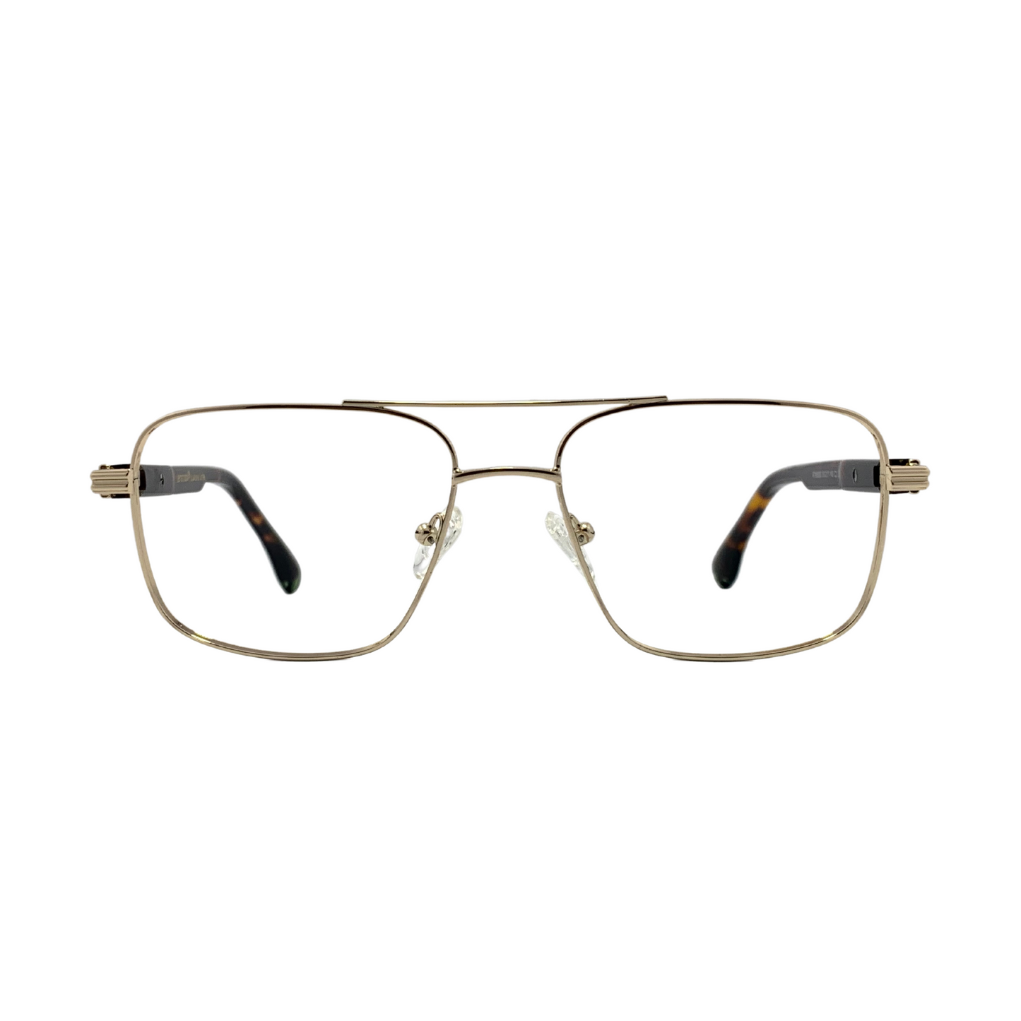 Luxury Line "Vijay" Gold Havana Square Aviator Eyeglasses for Men RTM6003 C3/55