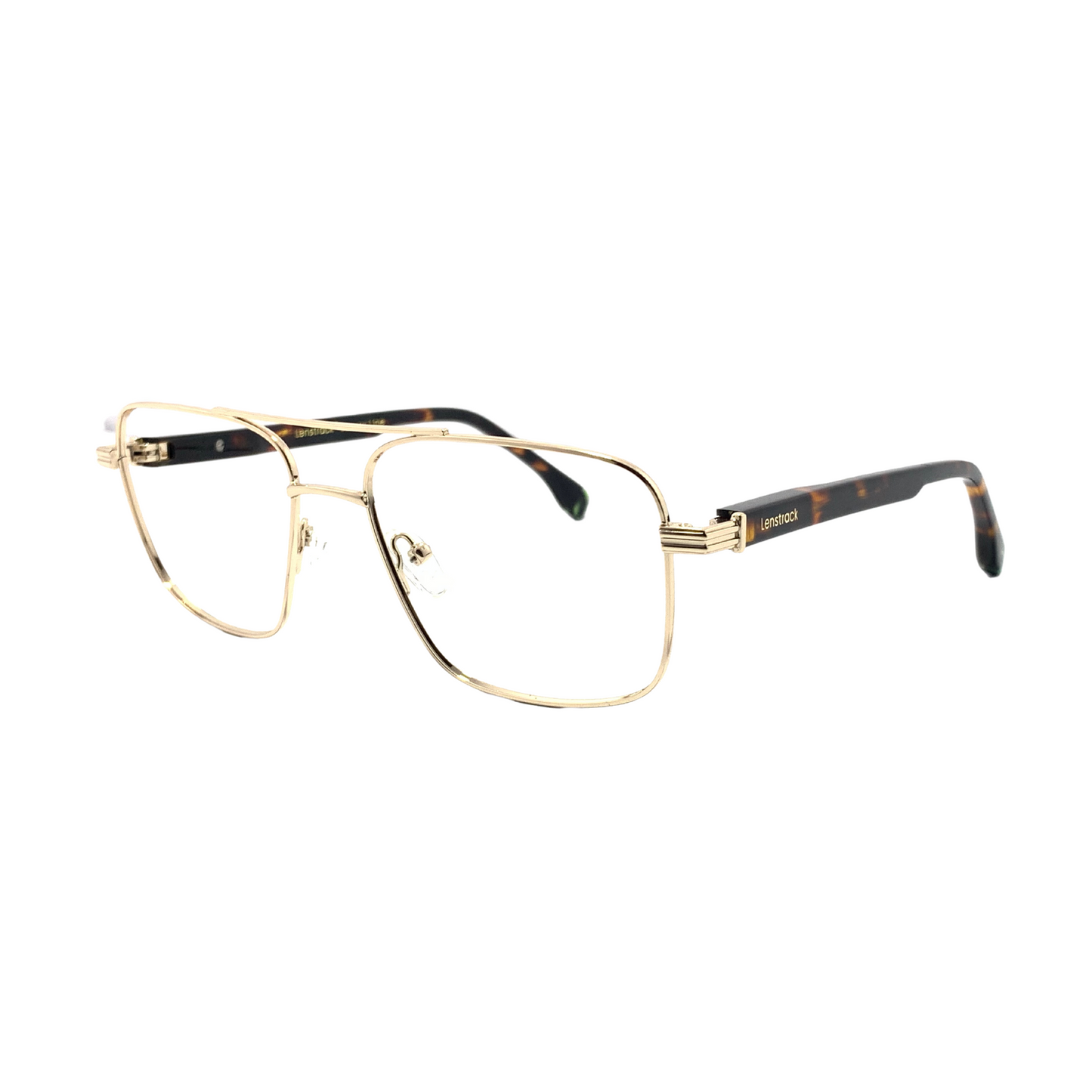 Luxury Line "Vijay" Gold Havana Square Aviator Eyeglasses for Men RTM6003 C3/55