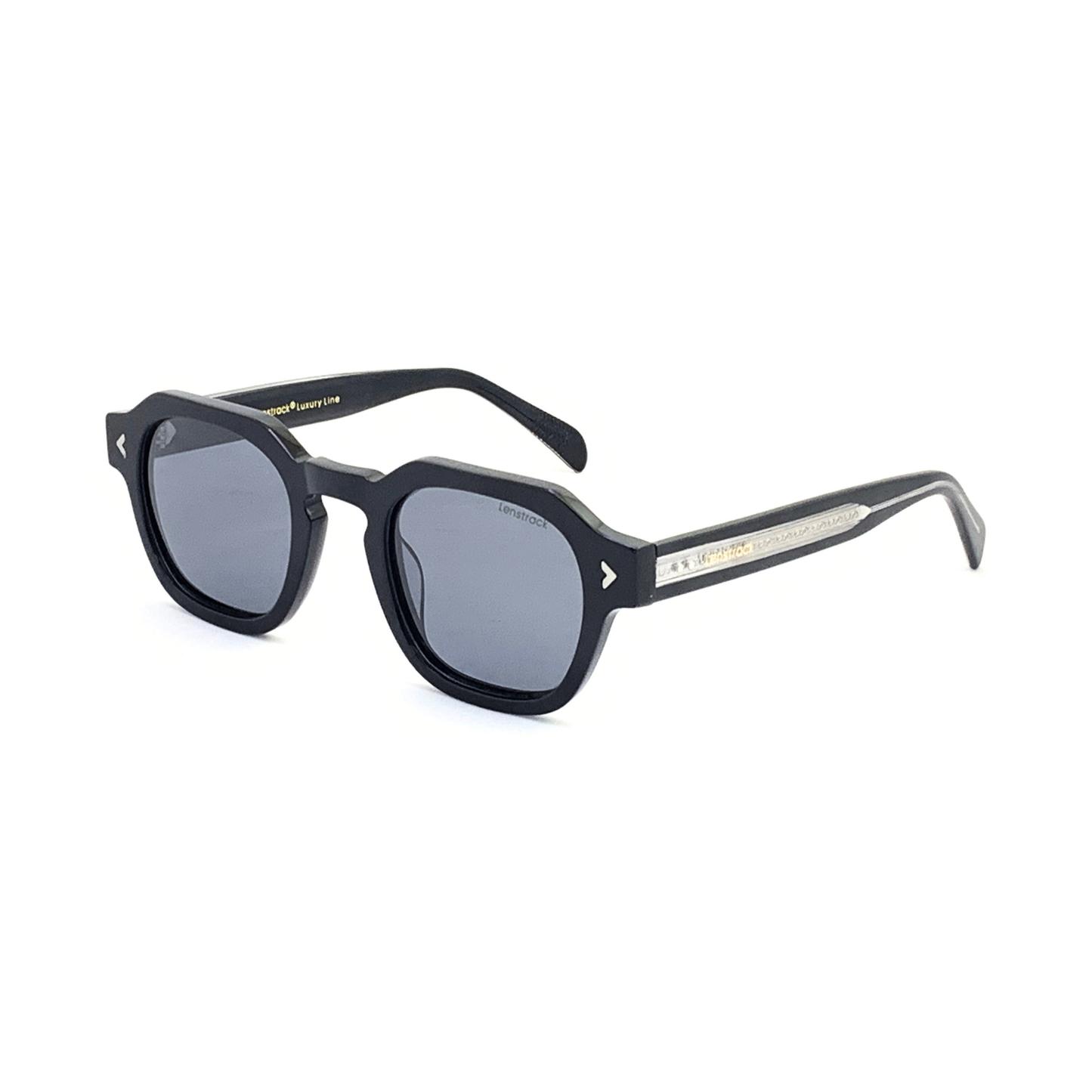 Luxury Line "Don Juan" Black Hexagon Unisex Sunglasses