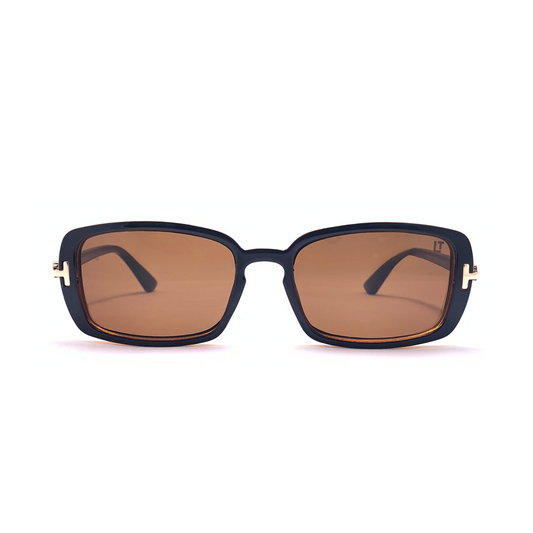 Hip Hop Brown Rectangle Unisex Sunglasses