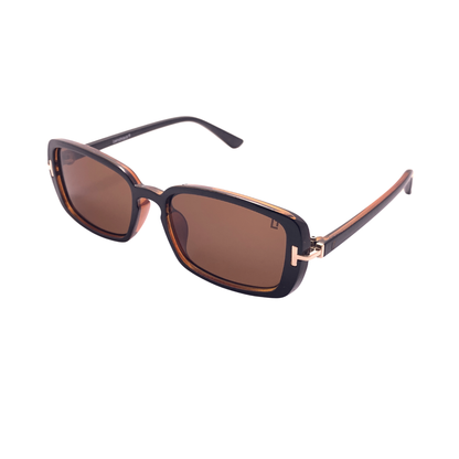 Hip Hop Brown Rectangle Unisex Sunglasses