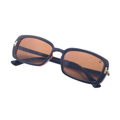 Hip Hop Brown Rectangle Unisex Sunglasses