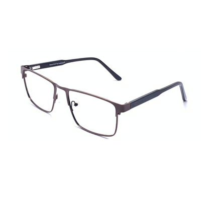 Essentials "Vivek" Brown Rectangle Unisex Eyeglasses