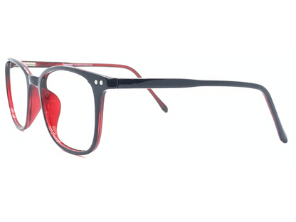 Lensnut Black Red Rectangle Full Rim Eyeglasses LN8034C1R