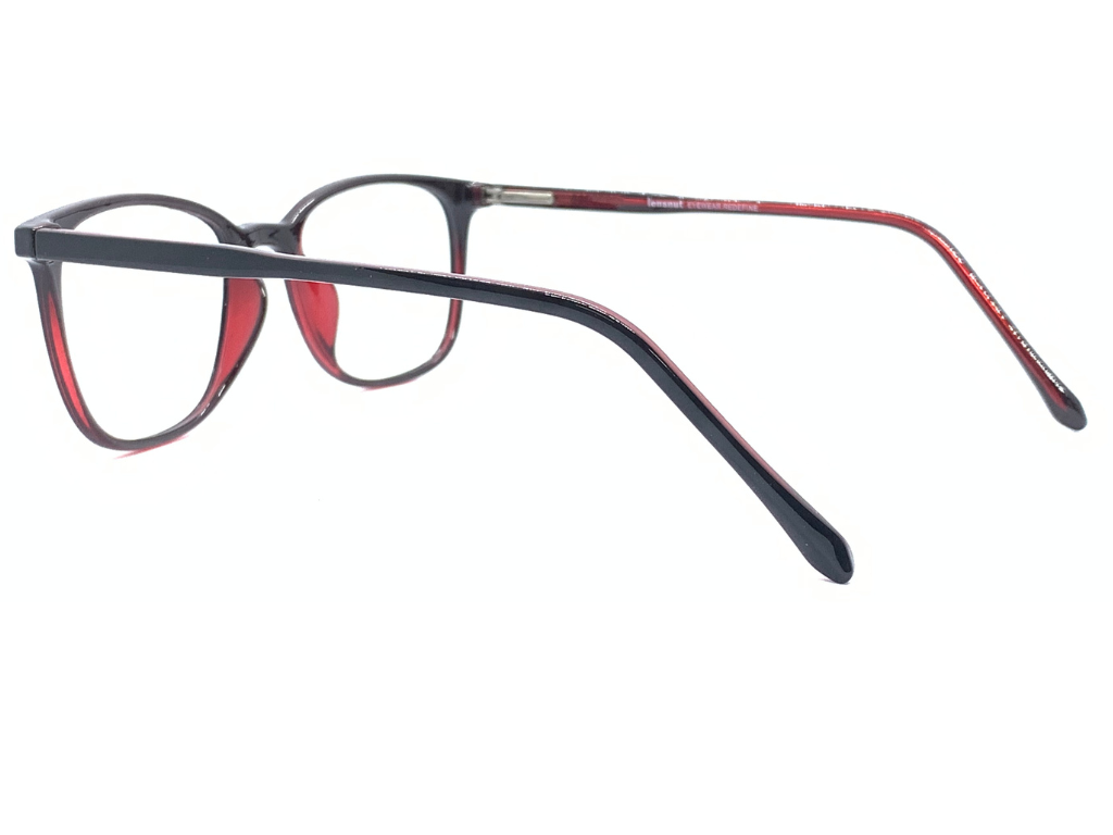 Lensnut Black Red Rectangle Full Rim Eyeglasses LN8034C1R
