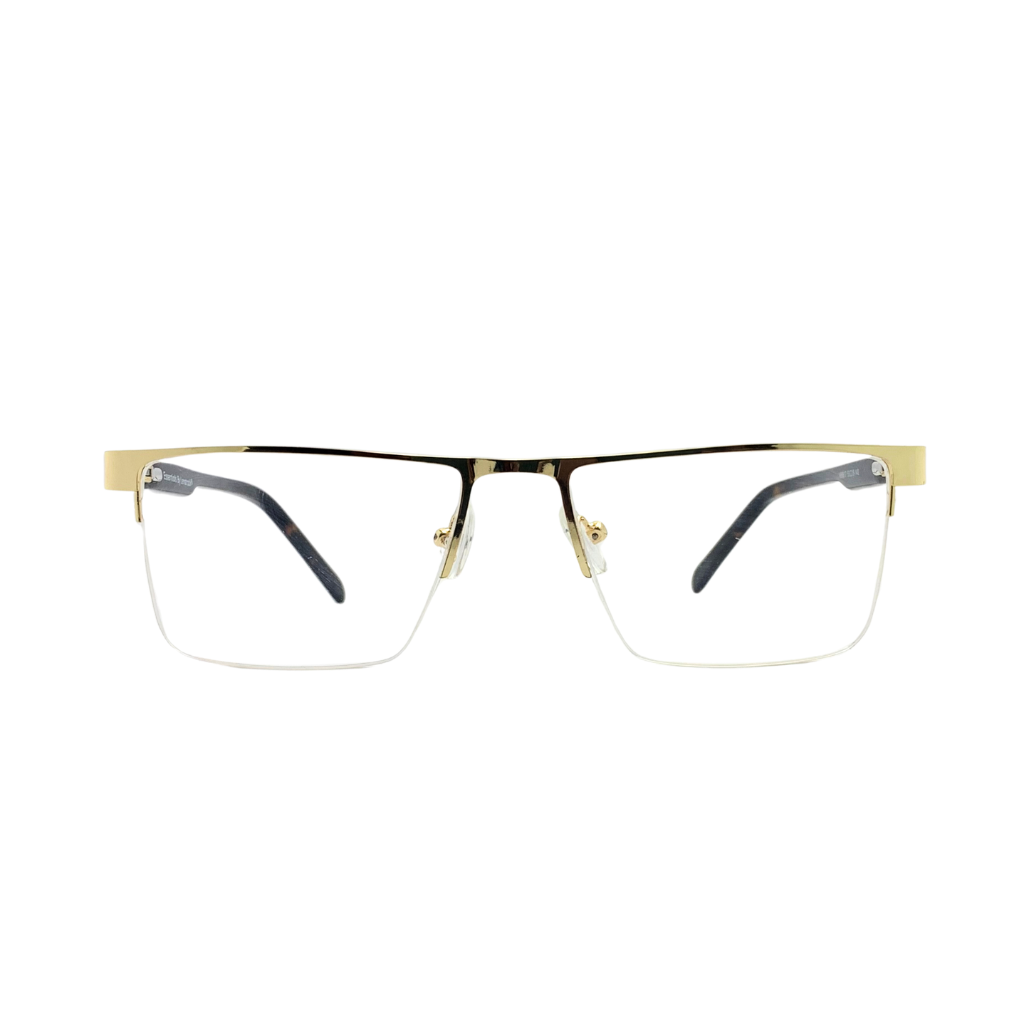 Essentials "Samarth" Gold Rectangle Half Rimmed Unisex Eyeglasses