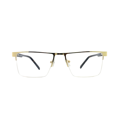 Essentials "Samarth" Gold Rectangle Half Rimmed Unisex Eyeglasses