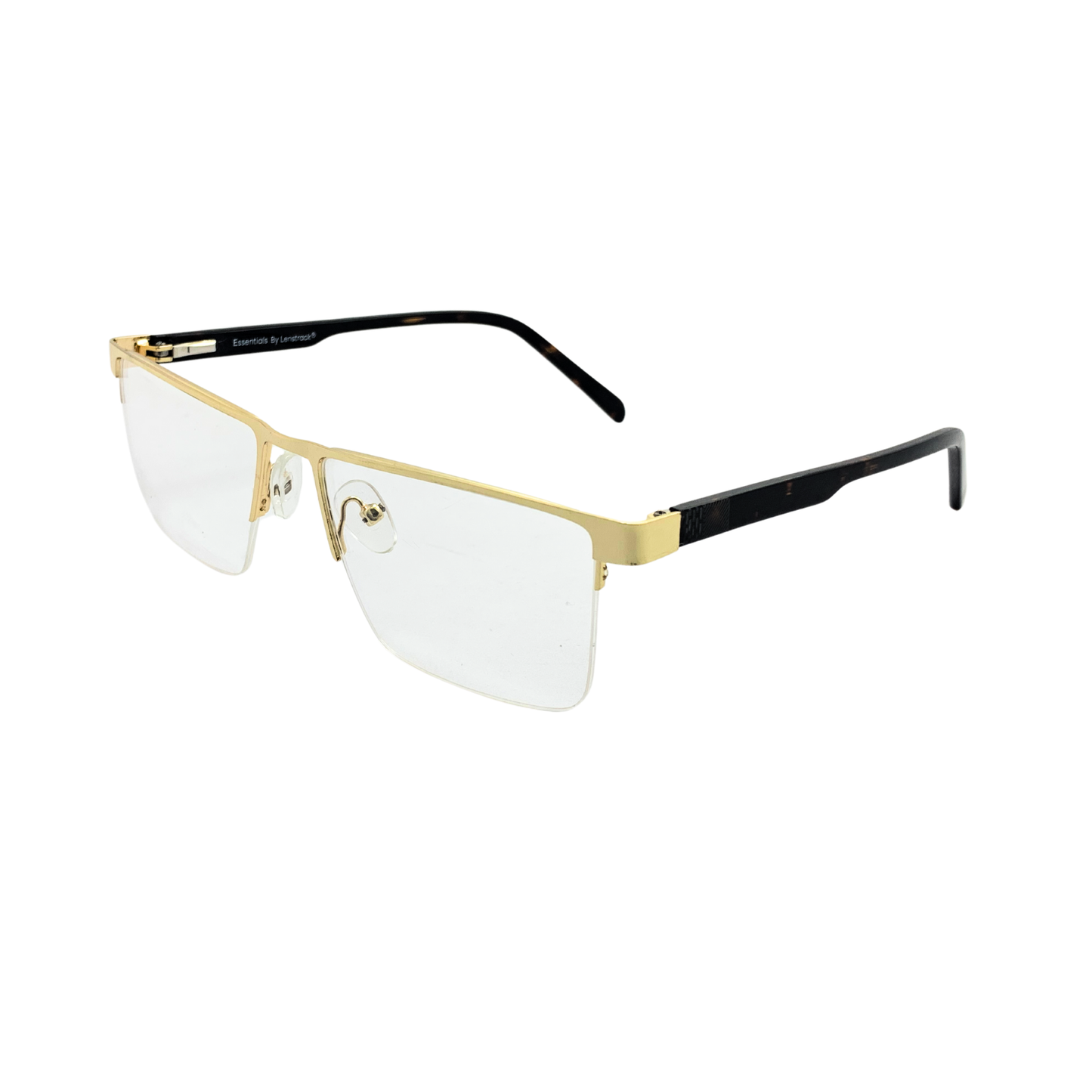 Essentials "Samarth" Gold Rectangle Half Rimmed Unisex Eyeglasses