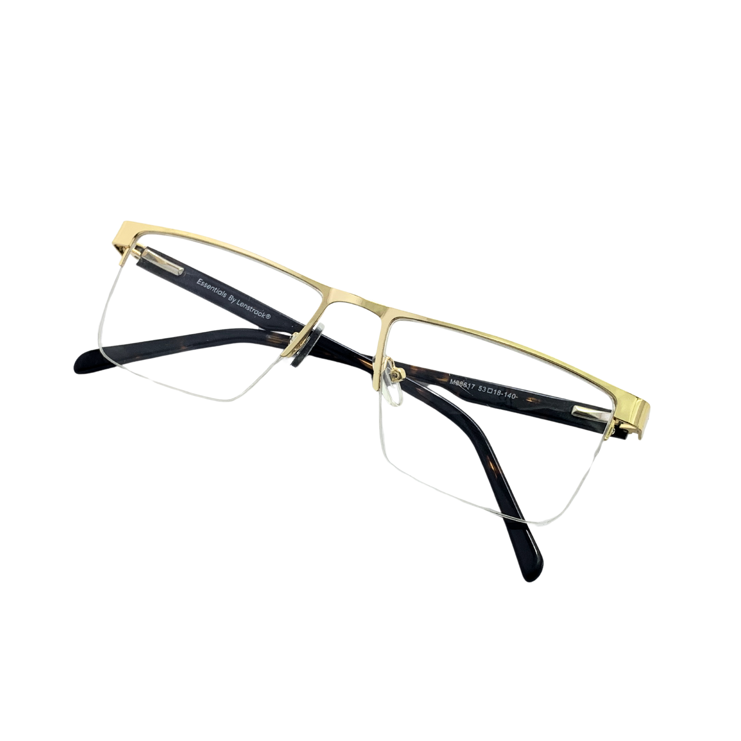 Essentials "Samarth" Gold Rectangle Half Rimmed Unisex Eyeglasses