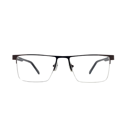 Essentials "Samarth" Cocoa Half Rimmed Rectangle Unisex Eyeglasses