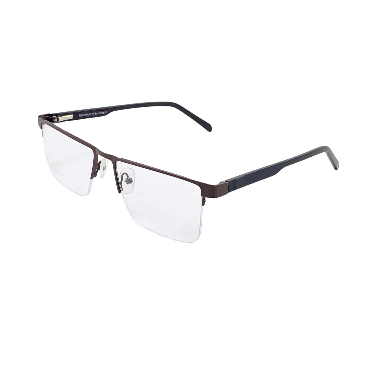 Essentials "Samarth" Cocoa Half Rimmed Rectangle Unisex Eyeglasses