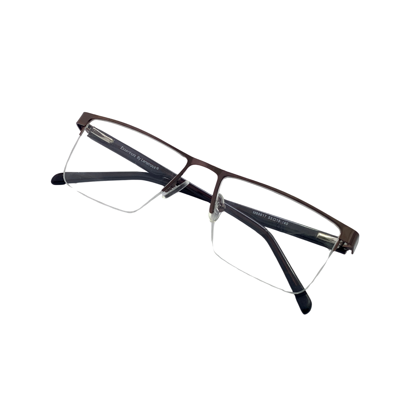 Essentials "Samarth" Cocoa Half Rimmed Rectangle Unisex Eyeglasses