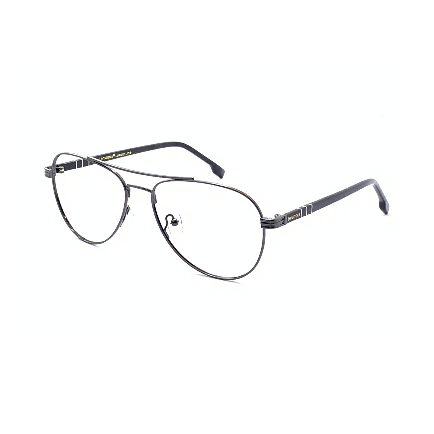 Luxury Line "Yajur" Black Aviator Eyeglasses for Men RTM1006 C3/56