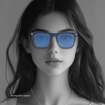Hip Hop Blue Square Unisex Sunglasses ZS98076