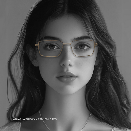 Luxury Line "Atharva" Brown Rectangle Unisex Eyeglasses RTM1001 C4/55
