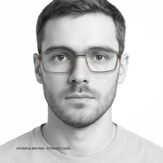 Luxury Line "Atharva" Brown Rectangle Unisex Eyeglasses RTM1001 C4/55